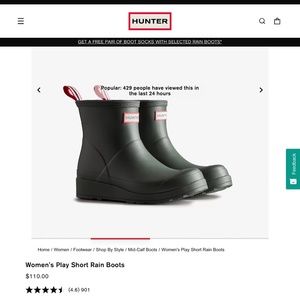 Womens short rain boots by Hunter